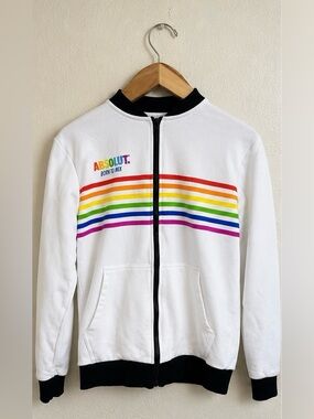 Absolut Pride Rainbow Bomber Jacket Zip Up Size Medium 🌈